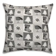 Neutral Primitive Christmas Pattern Throw Pillow