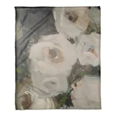 50" x 60" Moody Close-Up Florals Coral Fleece Blanket