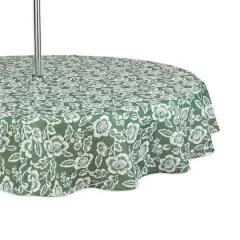 Artichoke GreenFloral Print Outdoor Tablecloth with Zipper, 60" Round