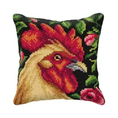 Orchidea Needlepoint Kit Cushion - Printed Canvas Rooster