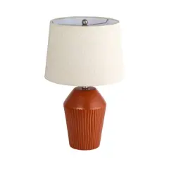 Hello Honey&reg; 21" Brown Ribbed Round Stoneware Desk Lamp
