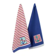 DII&reg; Anchor's Away Collection Embellished Patch Kitchen Dishtowels, 2ct.