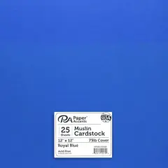 PA Paper&trade; Accents 12" x 12" Muslin 73lb. Cardstock, 25 Sheets Royal Blue