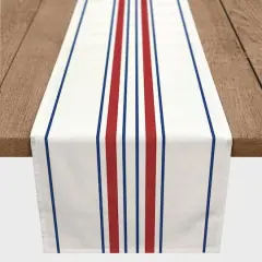 90" Red, White & Blue Stripes Poly Twill Runner