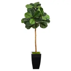 4ft. Fiddle Leaf Artificial Tree in Black Metal Planter
