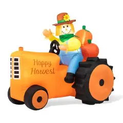 Glitzhome&reg; 7ft. Fall Lighted Inflatable Tractor D&eacute;cor