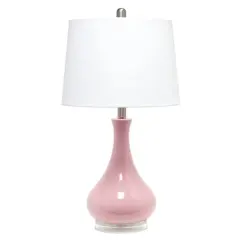 Lalia Home 26" Droplet Table Lamp with Fabric Shade Rose Pink