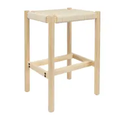 Hello Honey&reg; Fernway 25" Solid Wood and Woven Rope Counter Height Stool Cream