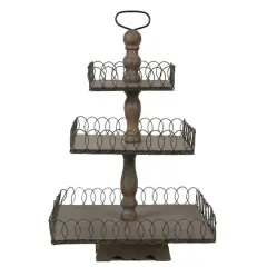 Hello Honey&reg; 27" Gray Wood 3-Tier Tray