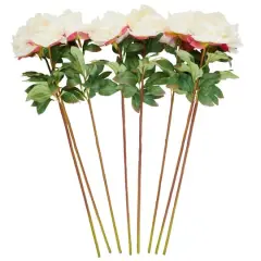 31" White Peony Artificial Flower Stem with Pink Accents, 8ct.
