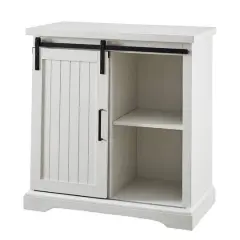 Walker Edison 32" Brushed White Sliding Grooved Door Accent Console