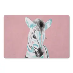 Zebra With Color 18" x 27" Floor Mat