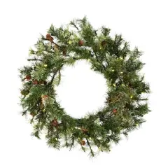 30" Warm White Dura-Lit&reg; LED Mixed Country Pine Wreath