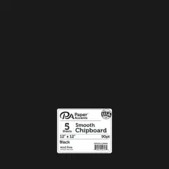 PA Paper&trade; Accents Black 12" x 12" 90pt. Heavy Chipboard, 5 Sheets