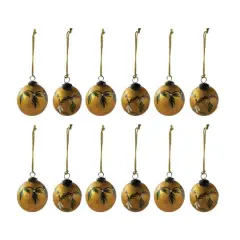 Hello Honey&reg; 12 Pack 3" Multicolor Hand-Painted Glass Ball Ornaments with Holly D&eacute;cor