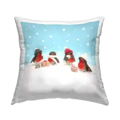 Stupell Industries Birds & Christmas Presents Throw Pillow