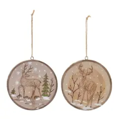 12ct. 4" Wood Deer Tree Disc Ornament Set