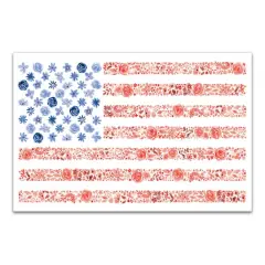 Watercolor Floral Flag Canvas Wall Art