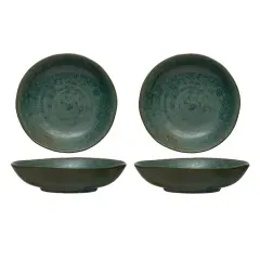 Hello Honey&reg; Matte Green Reactive Glaze Stoneware Serving Bowl Set