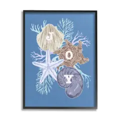 Stupell Industries Joy Nautical Holiday Seashells Framed Giclee Art Black