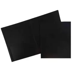 JAM Paper 9.5" x 11.5" Black Heavy Duty Plastic 2-Pocket Presentation Folders, 6ct.