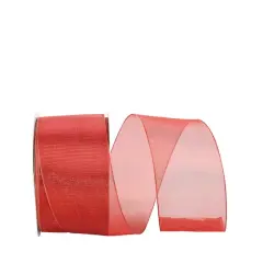 JAM Paper 2.5" x 25yd. Classic Wired Edge Mesh Ribbon Red