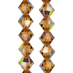 Preciosa Glass Crystal Bicone Beads, 6mm by Bead Landing&trade; Light Colorado Topaz AB