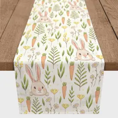 Bunny And Carrot Pattern Runner 1 16" x 72" Cotton Twill Runner