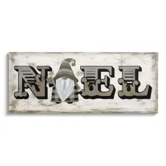 Stupell Industries Vintage Gnome Noel Phrase Canvas Wall Art
