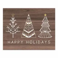 Happy Holidays Doodle Trees On Wood Tabletop Canvas