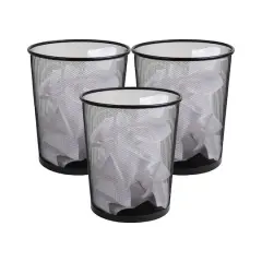 Mind Reader 4.5gal. Black Metal Mesh Waste Paper Basket, 3ct.
