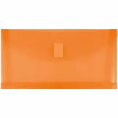 JAM Paper 5.25" x 10" Plastic #10 Hook & Loop Envelopes with 1" Expansion, 24ct. Orange