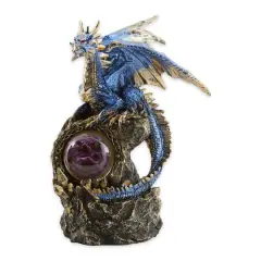 Blue Dragon on Rocks Statue 6" x 5.5" x 8.25"