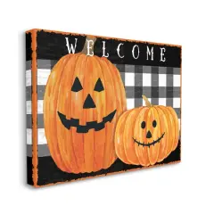 Stupell Industries Festive Halloween Welcome Happy Pumpkins Canvas Wall Art Multi