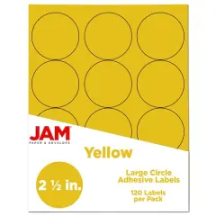 JAM Paper 2.5" Circle Product & Container Labels, 120ct. Yellow