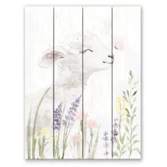 11.75" x 15.75" Floral Pasture Lamb Pallet Wood Wall Art