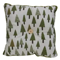 Forest Green Tree Print Rustic Woodland Decorative Christmas Throw Pillow