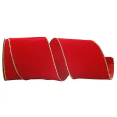 JAM Paper 4" x 25yd. Velvet Wired Heavy Commercial Ribbon Red and Gold