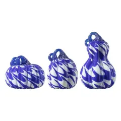 Glitzhome&reg; Blue and White Glass Pumpkin & Gourd Set