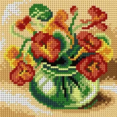 Orchidea Needlepoint Canvas For Halfstitch Without Yarn Nasturtium - Printed Tapestry Canvas