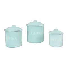 Hello Honey&reg; Metal Coffee, Tea & Sugar Containers Set Light Blue