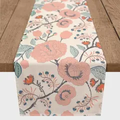 Pink Navy Floral 16" x 72" Cotton Twill Runner