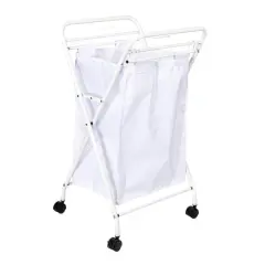 Household Essentials Rolling Laundry Hamper White