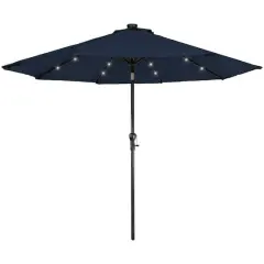 9ft. Solar Lighted Outdoor Patio Market Umbrella Navy Blue