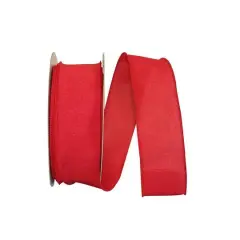 JAM Paper 2.5" x 50yd. Linen Wired Ribbon Red