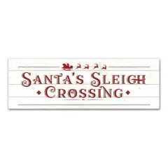 Santas Sleigh Crossing Wood 36x12 Canvas Wall Art