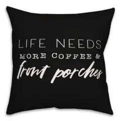 18" x 18" Coffee & Porches Throw Pillow Black