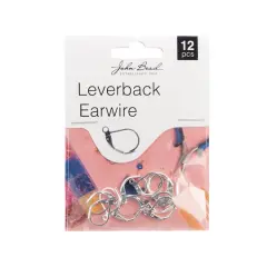 John Bead Must Have Findings 15mm Leverback Earwire, 12ct. Silver