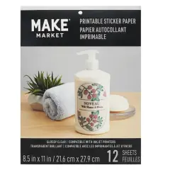 8.5" x 11" Clear Printable Sticker Paper by Make Market&reg;