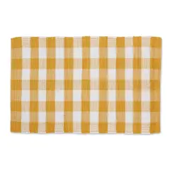 DII&reg; Buffalo Check Rag Rug, 26" x 40" Honey Gold and White